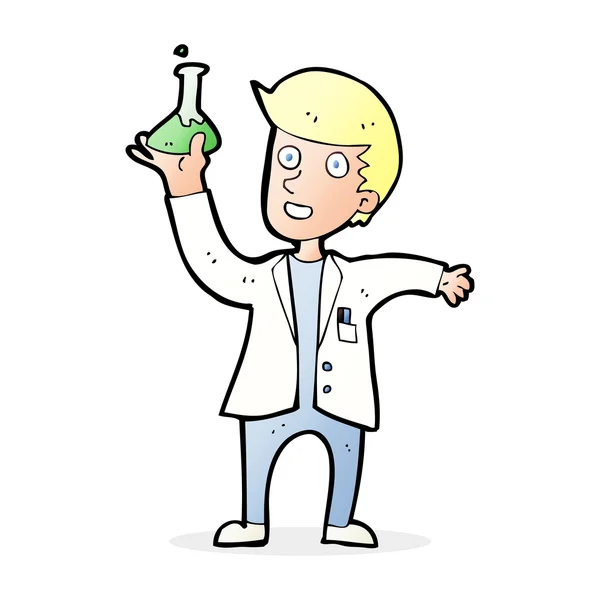 Cartoon happy scientist — Stock Vector