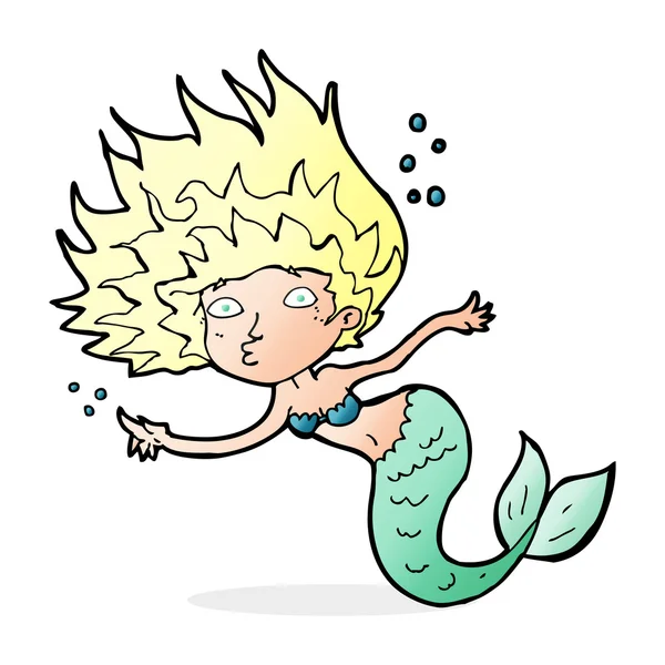 Ilustración de dibujos animados de sirena — Vector de stock