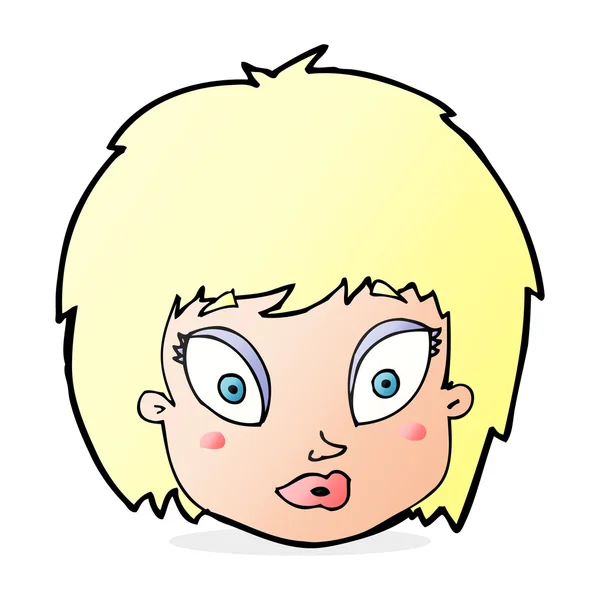 Cartoon surprised female face — Stock Vector