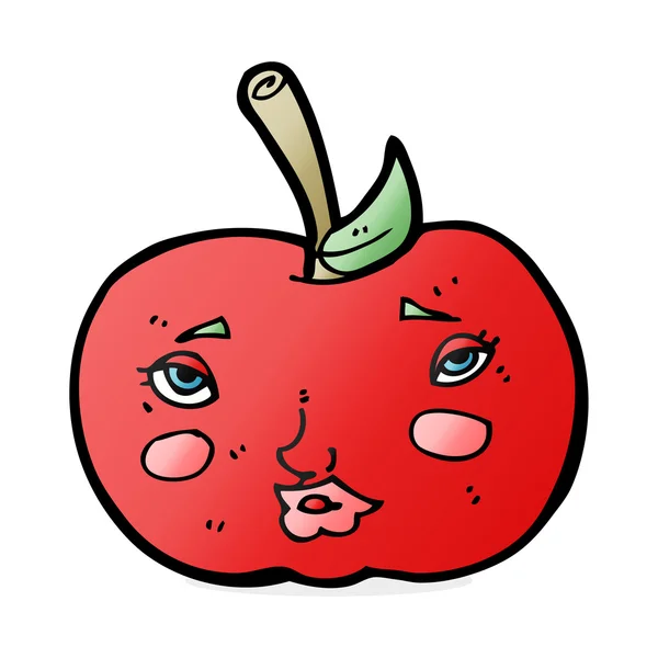 Manzana de dibujos animados con la cara — Vector de stock