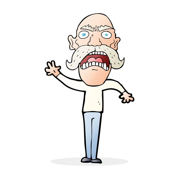 Cartoon angry old man — Stock Vector