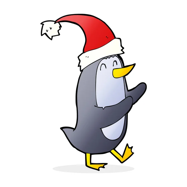 Cartoon christmas penguin — Stock Vector