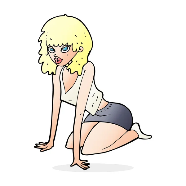 Dessin animé femme tirant pose sexy — Image vectorielle