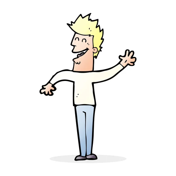 Dibujos animados feliz hombre saludando — Archivo Imágenes Vectoriales