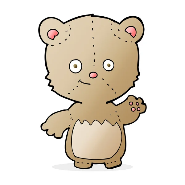 Dessin animé petit ours en peluche agitant — Image vectorielle