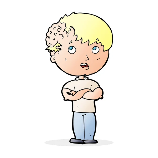 Cartoon Junge mit Wachstum auf dem Kopf — Stockvektor