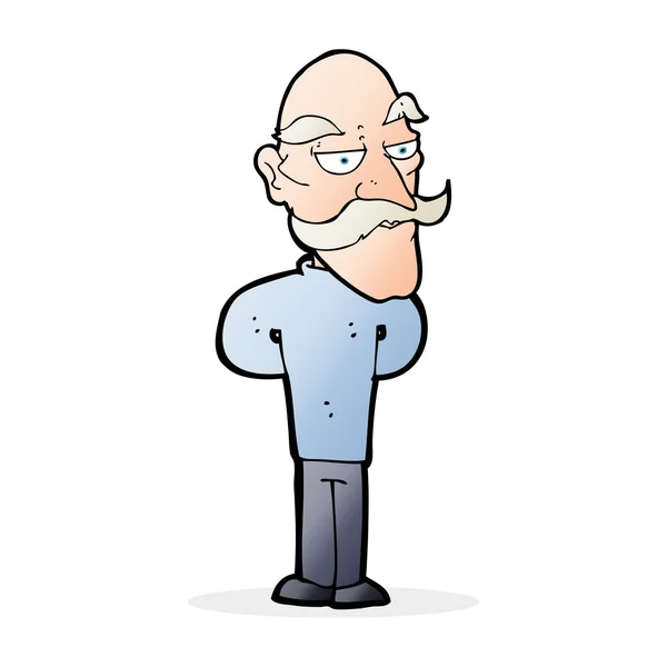 Hombre viejo de dibujos animados con bigote — Vector de stock