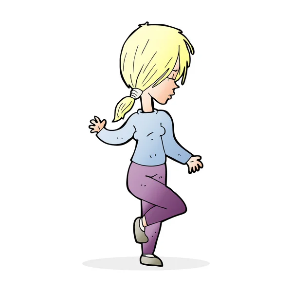 漫画の女の子のダンス — ストックベクタ
