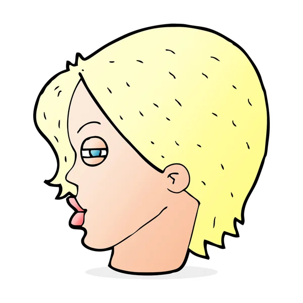 Cara femenina de dibujos animados con ojos estrechos — Archivo Imágenes Vectoriales