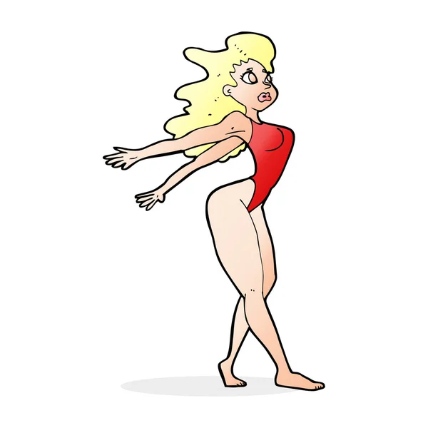 Cartoon sexy Frau im Badeanzug — Stockvektor