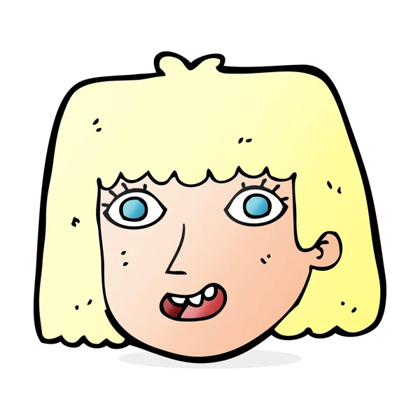 Kreslený šťastný ženský obličej — Stockový vektor
