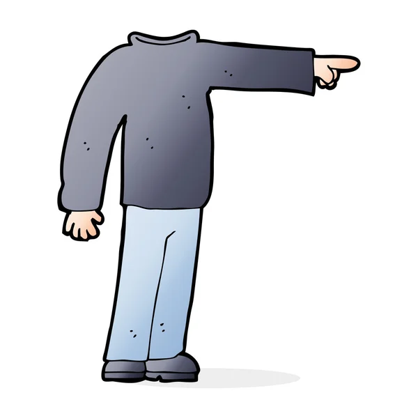 Hombre sin cabeza de dibujos animados señalando — Vector de stock