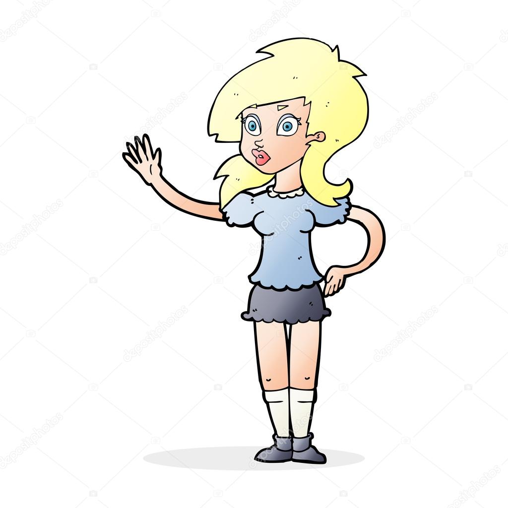 Dibujos animados mujer bonita saludando para llamar la atención vector, gráfico vectorial © lineartestpilot imagen #101909428 Dibujos animados mujer bonita saludando para llamar la atención vector, gráfico vectorial © lineartestpilot imagen #101909428