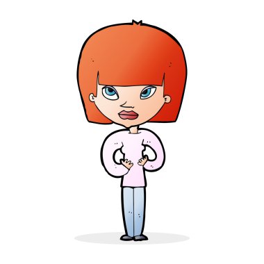 Çizgi filmdeki kadın kendine işaret ediyor.