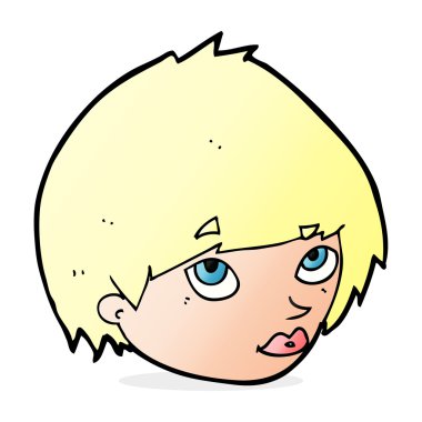 Çizgi film kadın yüzü yukarı bakıyor