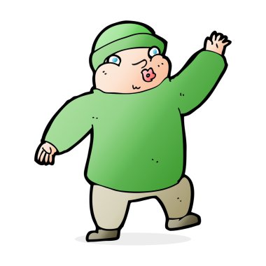 Şapka sallayan çizgi filmci.