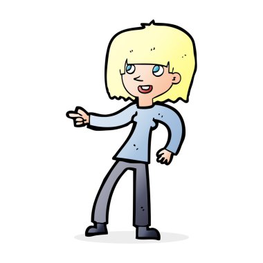 işaret eden karikatür kız