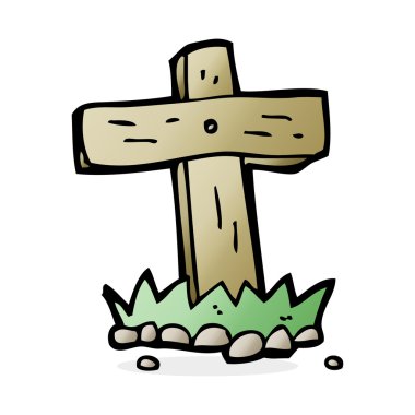 çizgi film ahşap haç mezar