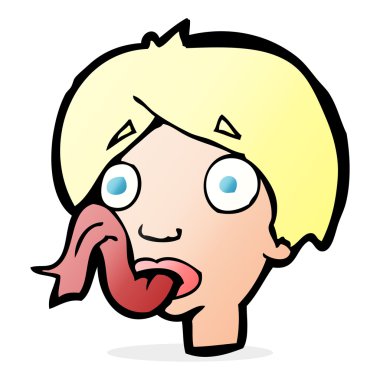 Çizgi film kafasının dili çıkmış.