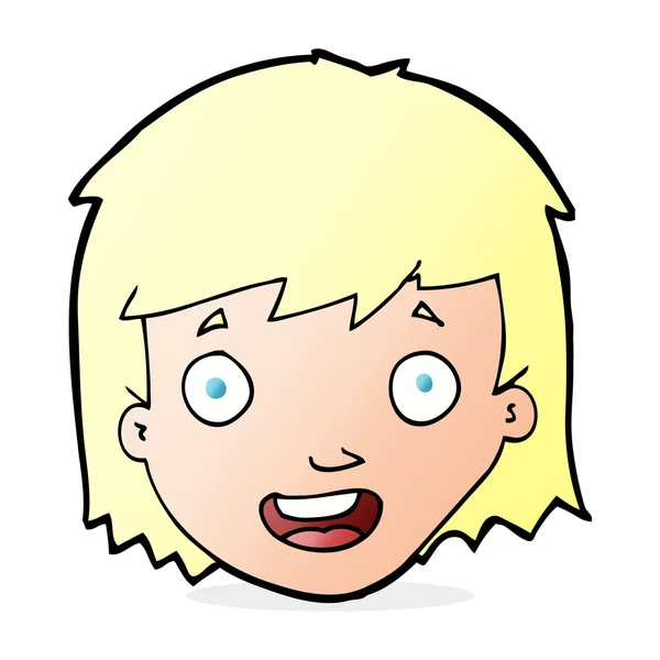 Cartone animato volto femminile felice — Vettoriale Stock