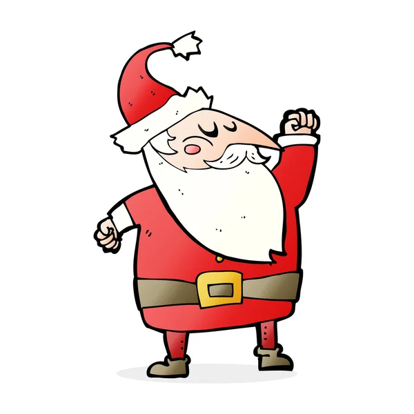 Dessin animé père Noël claus punching air — Image vectorielle