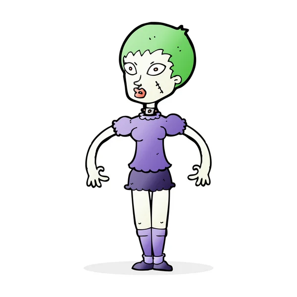 Dibujos animados zombie monstruo mujer — Vector de stock