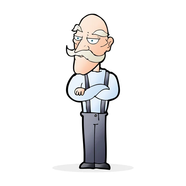 Cartoon verveeld oude man — Stockvector