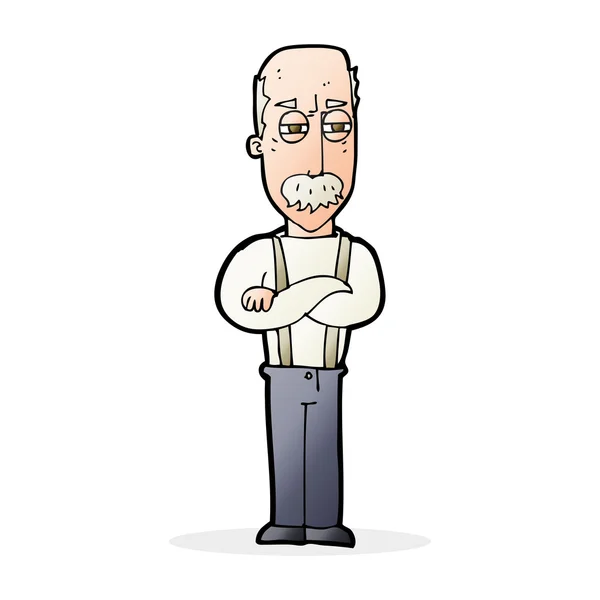 Dibujos animados hombre viejo molesto — Vector de stock