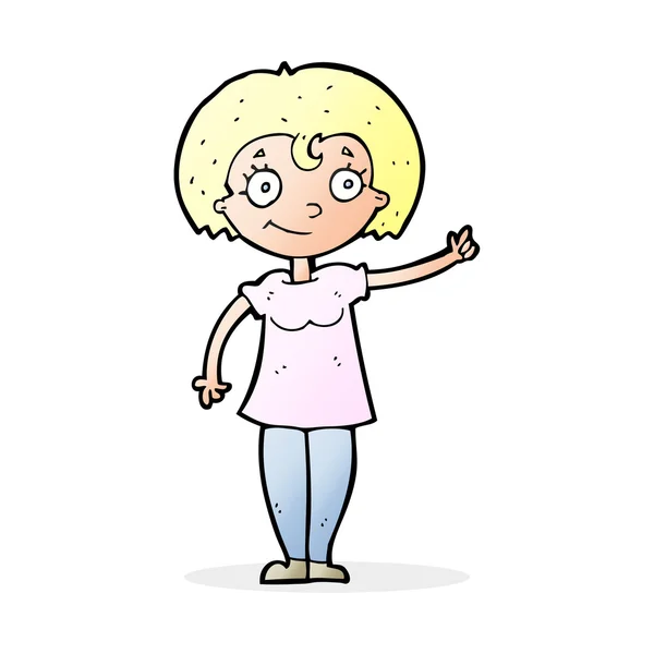Cartoon glückliche Frau zeigt — Stockvektor