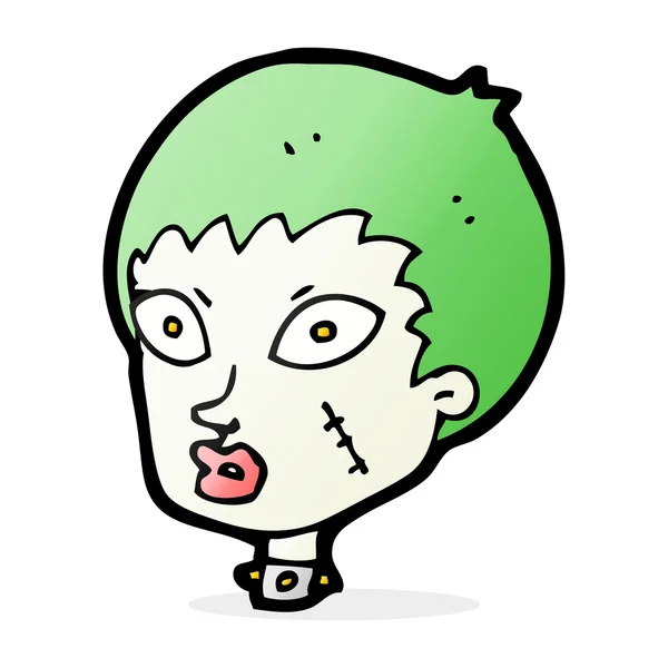 Dibujos animados cabeza de zombie femenino — Vector de stock