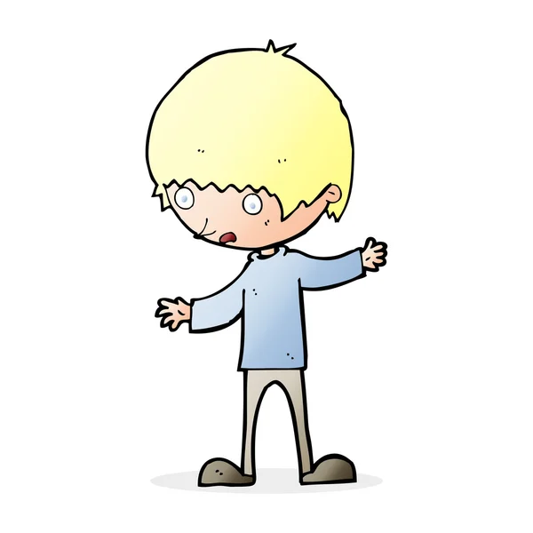 Tecknad pojke med utsträckta armar — Stock vektor