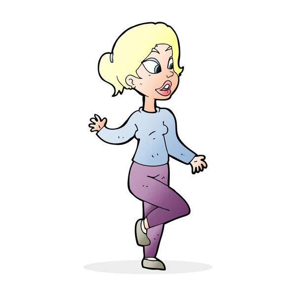 Cartoon vriendelijke vrouw zwaaien — Stockvector