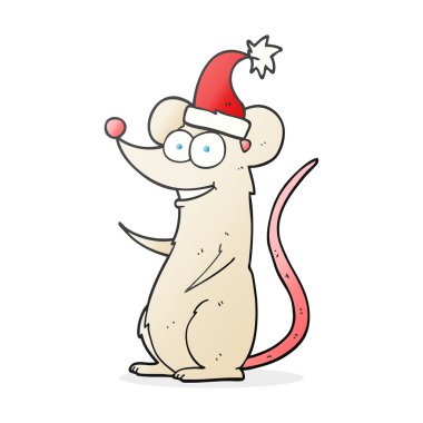 çizgi film fare giyen Noel şapka