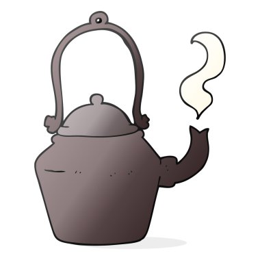 çizgi film eski siyah su ısıtıcısı