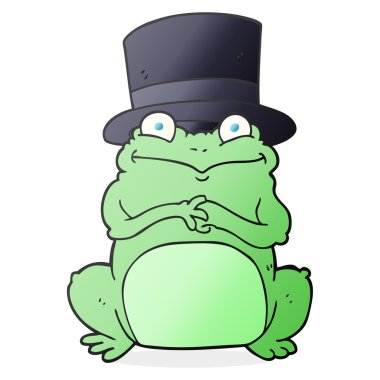Silindir şapka karikatür kurbağa