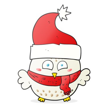 çizgi film baykuş giyen Noel şapka