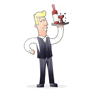 serbest çizilmiş karikatür garson