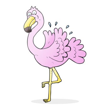 serbest çizilmiş karikatür flamingo