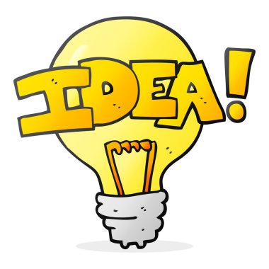 çizgi film fikir ampul simgesi