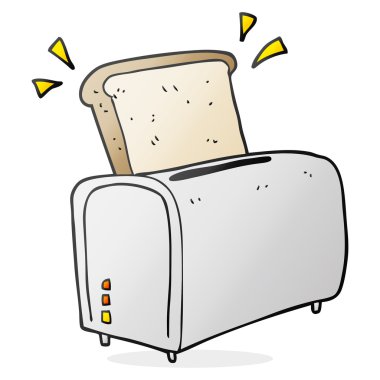 serbest çizilmiş karikatür ekmek kızartma makinesi