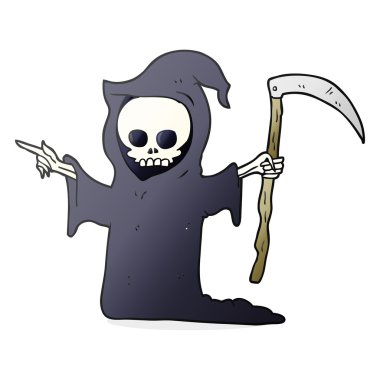 karikatür ölüm tırpan ile