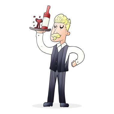 serbest çizilmiş karikatür garson