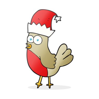 çizgi film robin Noel şapka içinde