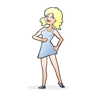 karikatür gururlu kadın