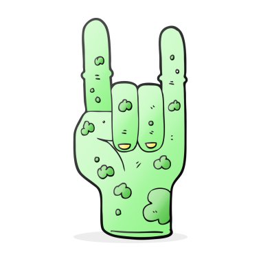 çizgi film zombi el boynuz işareti yapmak