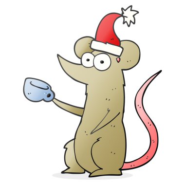 çizgi film fare giyen Noel şapka