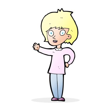 karikatür mutlu kadın