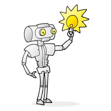 çizgi film robot ampul ile