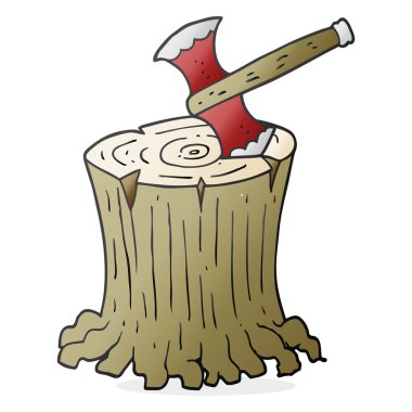 ağaç kütüğü karikatür balta