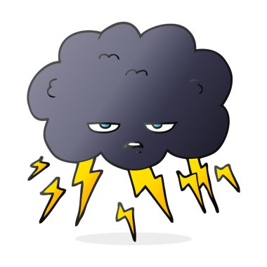 Serbest çizilmiş karikatür gökgürültüsü bulutu